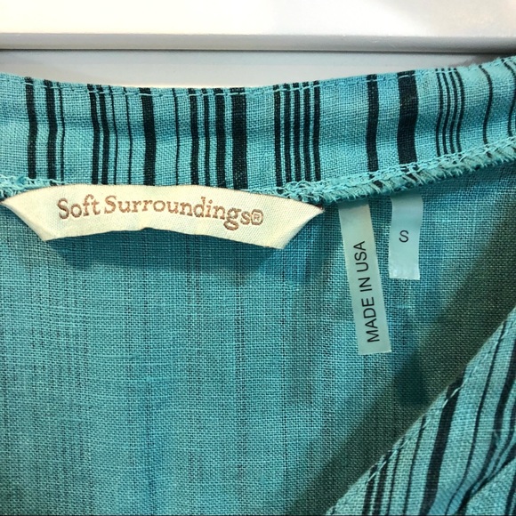 Soft Surroundings Teal Linen Striped Tunic - Picture 3 of 9